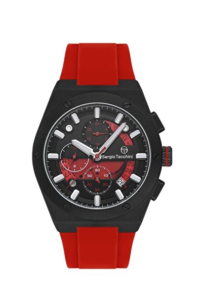 Sergio Tacchini St.1.10449-5 Silicone Cord Functions Active Water Resistant Red Color Men's Wrist
