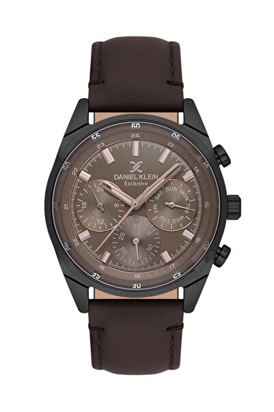 Daniel Klein DKE.1.10653-5 حافظة معدنية حصرية من السيليكون مقاومة للماء حتى 3 ATM باللون البني