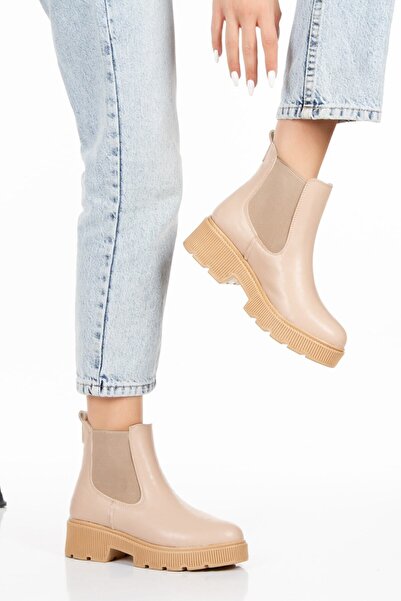 Limeo Double Sided Nut Elastic Leather Look Daily Flat Women's Short Boots Bootie