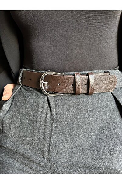 LİA KEMER Leave Classic Patterned Women's Silver Buckle Belt Jacket Belt Dress Belt Trouser Belt