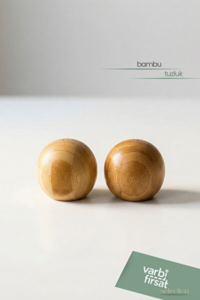 Varbifırsat 2-Piece Bamboo Ball Salt and Pepper Shaker Set