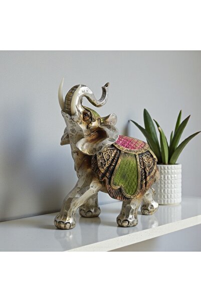 e-life shop Varak Nakış İşlemeli Şans Getiren Fil Biblo 15cm Dekoratif Obje H...