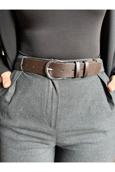 LİA KEMER Leave Classic Patterned Women's Silver Buckle Belt Jacket Belt Dress Belt Trouser Belt