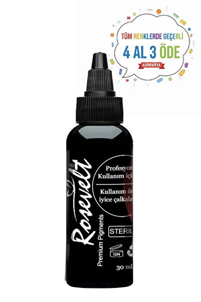 ROSEVELT Dövme Boyası Rainbow Tattoo Ink Soft Black Gölge 30 ml