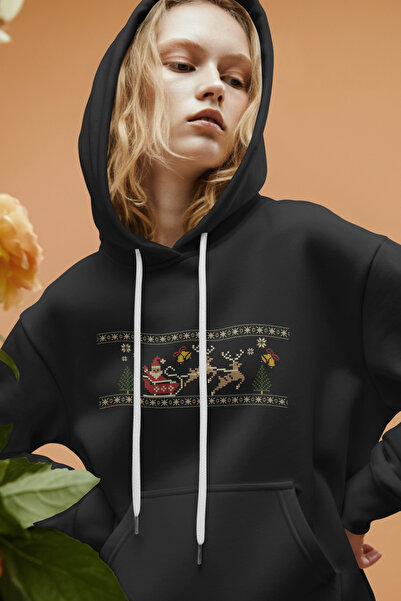 Dad&Children سويت شيرت عيد الميلاد للجنسين باللون الأسود بقصة قياسية 3-إينتير...