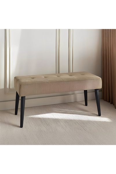 ESMART مقعد عثماني بتصميم عصري من المخمل المنجد، أرجل فولاذية، بني - 100 طول × 45 ارتفاع × 36 عمق × 13 سم