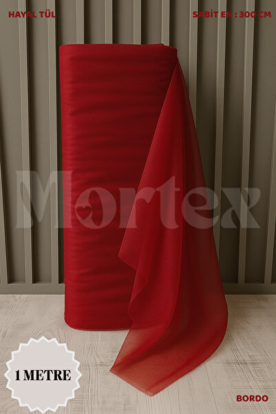 Mortex Бордовий мрійливий тюль, довжина 1 м, фіксована ширина 3 м, для заручи...