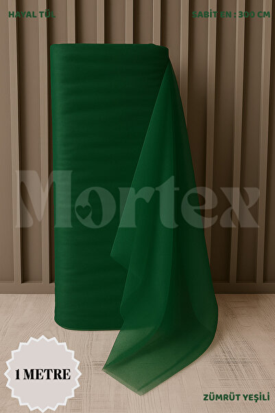Mortex Zümrüt Yeşili Hayal Tül Boy 1 MT En Sabit 3 MT Nişan, Kına, Düğün Bohç...