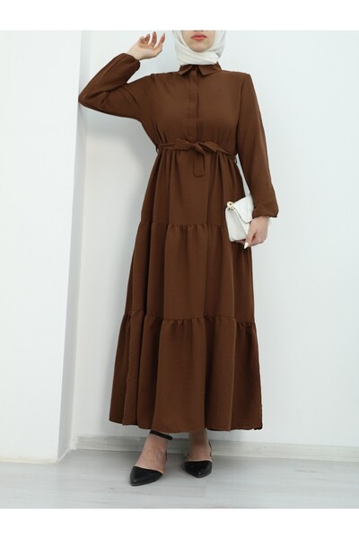 HİJABAYA فستان بخصر مطاطي وأكمام نصف زر