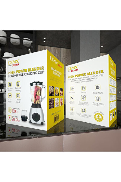 Generic DENX 2800W Electric Blender with 1.5L Glass Jar & Grinder, High-Power Smoothie Blender DX2001