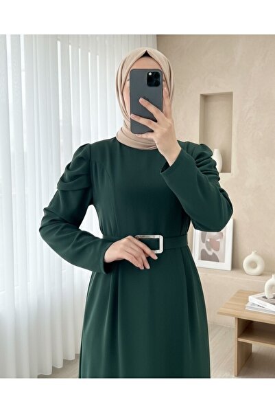 HİJABAYA فستان بحزام وأكمام من البطيخ