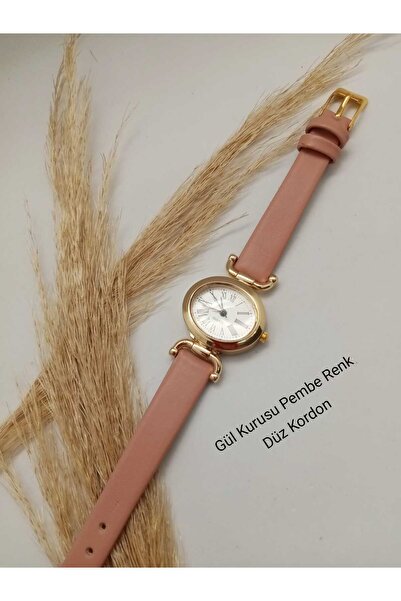 Brality Retro Minimal Dusty Rose Pink Cord Vintage Women Wristwatch New Fashi...