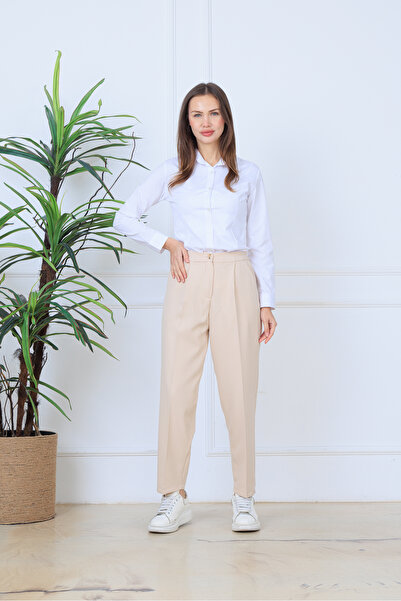 Elony Fashion Bilek Boy Pileli Dar Paça Pantolon