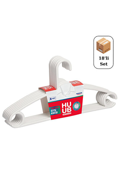 Huub Hanger Collection 18 Adet Plastik Organizer Askı, Plastik Askı, Elbise Askısı, Kıyafet Askısı, Kancalı Askı