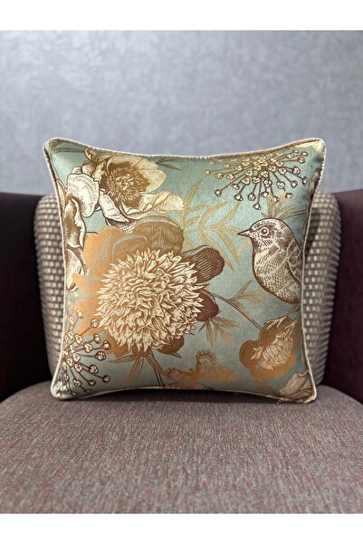 Fabricland غطاء وسادة من الحرير المستورد بنمط طيور باللون الأخضر النعناعي 43×...