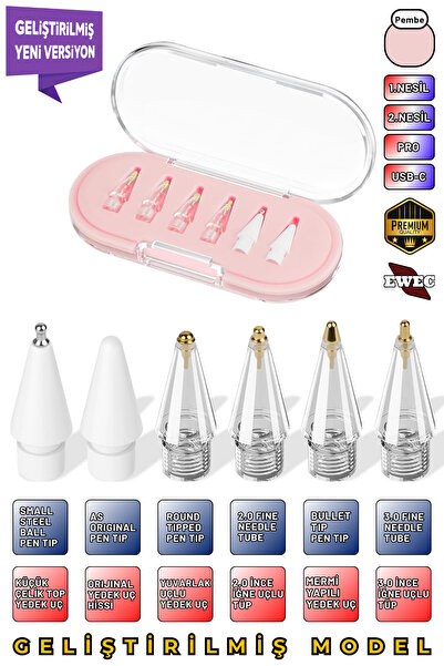 EWEC رأس قلم بديل لقلم أبل - الأول والثاني مجموعة نيسيل، برو، متوافقة مع USB-C، مع صندوق تخزين شفاف (6 قطع)