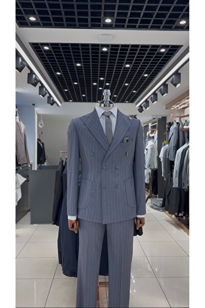 BT BABA TERZİ Men's Striped Double Breasted Suit