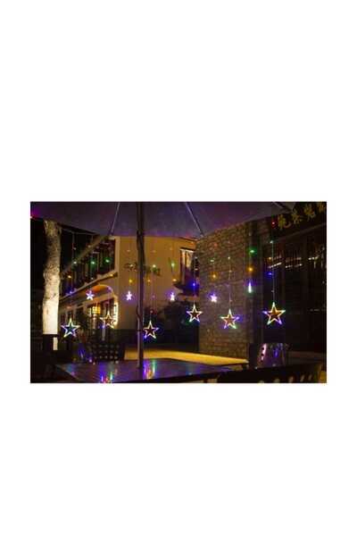 WTO Star light curtain, 138 LEDs, USB, multicolor, IP44, timer, 2.5x1 m, Transparenta
