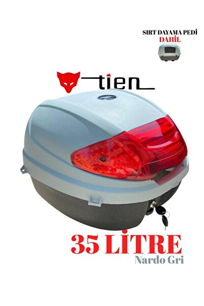 TİEN MOTOR Tien 35 Litre Renkli Nardo Gri Motosiklet Çantası (SIRT DAYAMA PED...
