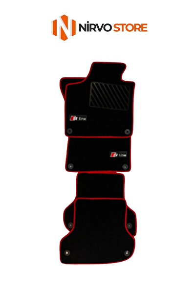 BASİCT Audi A3 2003-2012 Sline Araca Özel Uyumlu Halı Paspas Siyah-Kirmizi