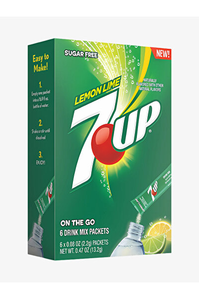 7 Up سفن أب - مشروب باودر منعش خالي من السكر نكهة ليمون لايم (6 حبات) - 7UP Powder Drink Mix Sugar Free