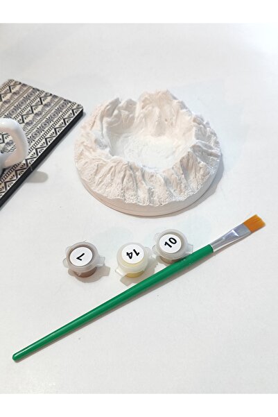 Denic Tasarım Taş Boyama Seti- Volkan - Firça -2 Boya-Biblo-Kalemlik- Saksı