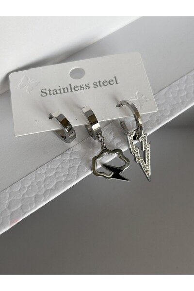 BİJUKO TAKI Stilinizi Parlatın مجموعة أقراط مكونة من 3 قطع - تصميم على شكل ال...