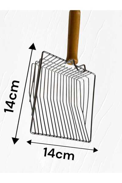 Animal Ahşap Saplı Paslanmaz Metal Kedi Kum Temizleme Küreği