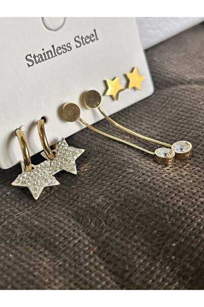 BİJUKO TAKI Stilinizi Parlatın مجموعة أقراط أستريسك 3 – أشكال النجمة والحلقة ...