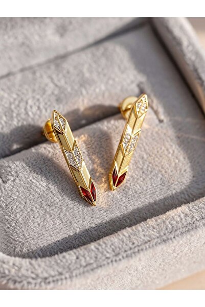 ayoljewelry Gold Long Arrow Detailed Steel Earrings