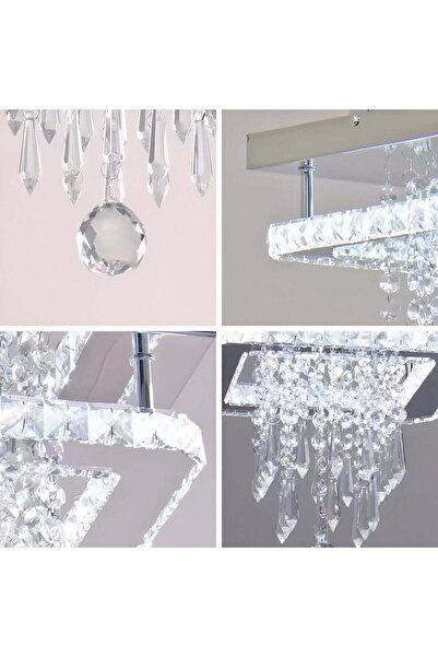 OEMN Candelabru LED pătrat Alberico, 19W, lumină rece/caldă/neutră, cristal, crom lustruit