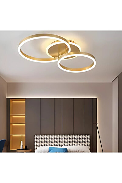 OEM RINOVA LED Chandelier with Remote 72W, 2 Rings, Cool/Warm/Neutral, Dimmable, Glossy Gold