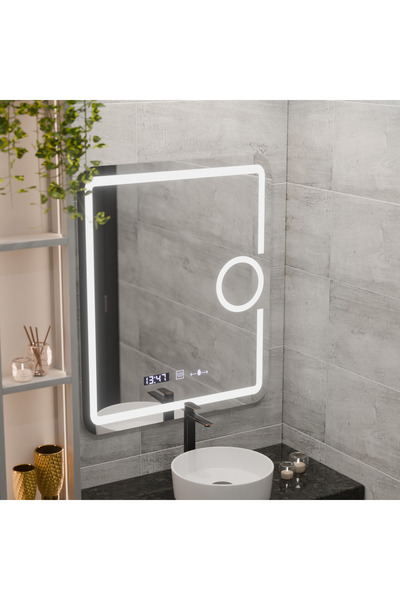 OEM Oglindă dreptunghiulară cu LED, Marcello, 75x90 cm, sistem de dezaburire,...