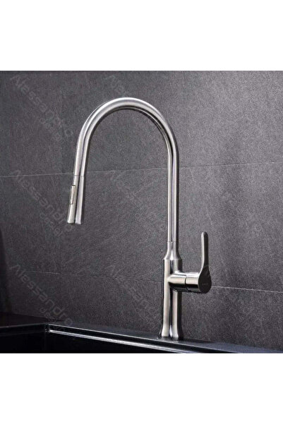 OEM Kitchen Faucet with Pull-out Spray, SUS304 Stainless Steel, Satin Finish, CF023