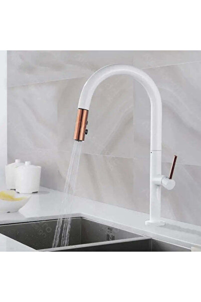 OEM Kitchen faucet with retractable spray, sanitary brass, white, CF1035A