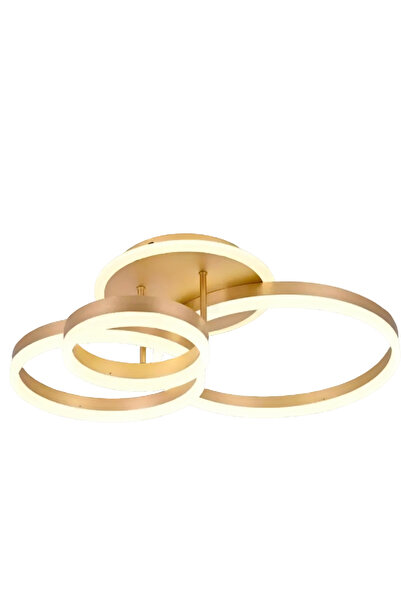 OEM RIGA LILITH 94W LED Chandelier with Remote, 3 Rings, Cool/Warm/Neutral, Dimmable, Glossy Gold