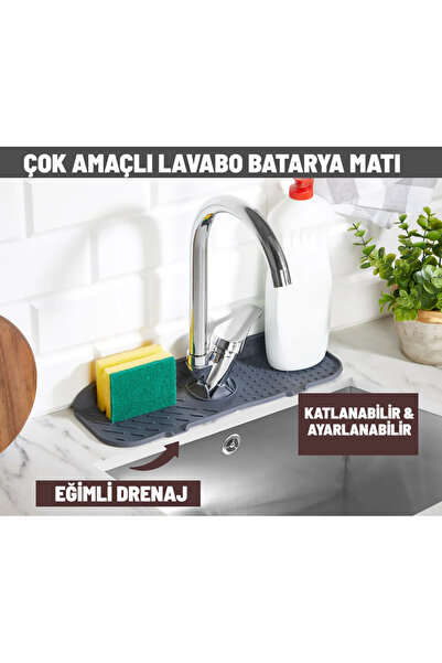 CocoVia Çok Amaçlı Lavabo Matı Su Tutucu Musluk Matı Su Geçirmez Lavabo ve Mu...