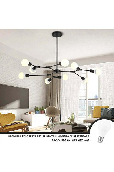 OEM Candelabru Architek Nona, 9x E27, Negru, Metal