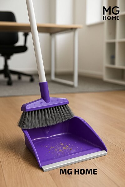 VENON مجموعة مكنسة وفرشاة إيكو ذات مقبض طويل يمكن وضعها عموديًا للتنظيف دون الانحناء وهيكل من البلاستيك السميك