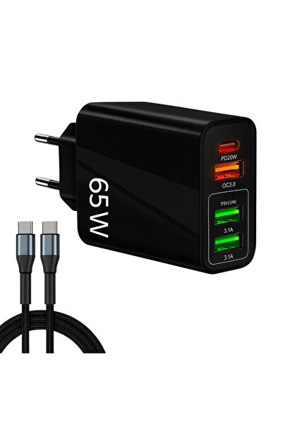 OEM Incarcator retea 65W cu 5 porturi, 2xType-C si 3xUSB, incarcare rapida PD/QC