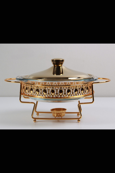 Generic Buffet warmer for heating food, 2 liters, gold