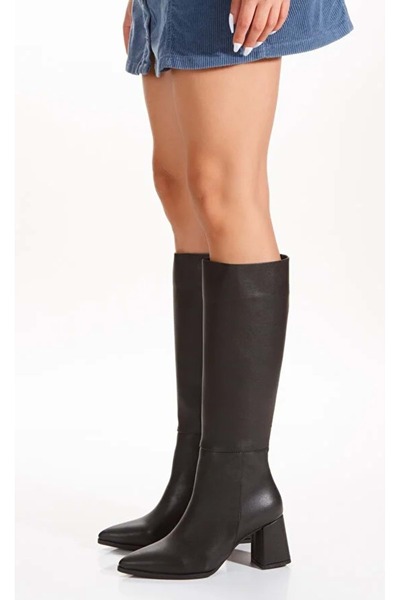 KOCAMANLAR Cizme de damă Feles cu vârf ascuțit, fără fermoar, NEGRE