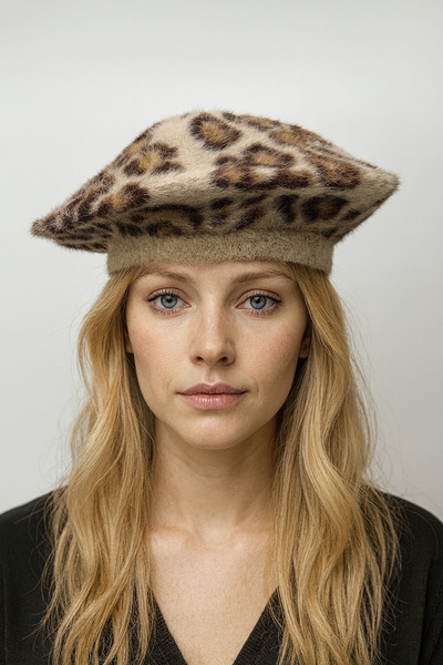 shop Leopard Feather Felt Painter Hat Beret