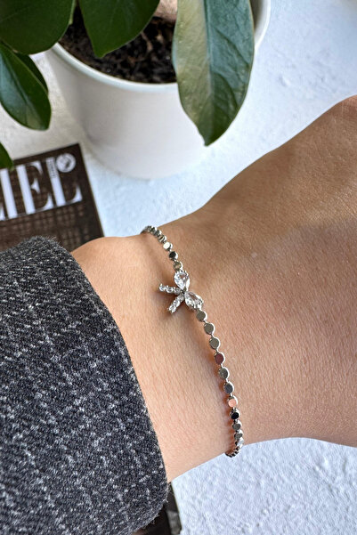 Leo'Stone Ezme Chain Bow Model Colorfast Non-Tarnishing Women's Steel Bracelet
