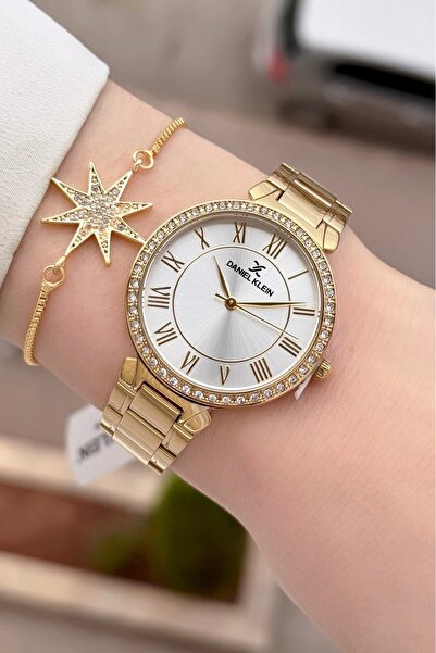 Daniel Klein Altın Renk 2 Yıl Garantili Kadın Kol Saati Bileklik