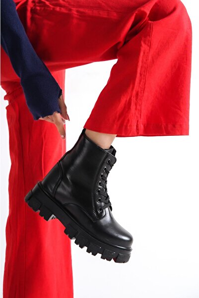 Weynes Women's Black Leather Wool Inside Zippered Daily Boots&bootie Wsb0204