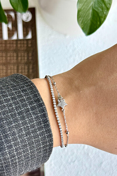 Leo'Stone Yeni Sezon Çift Sıra Yıldız Zincirli Su Yolu Renk Atmaz Kararmaz Ga...