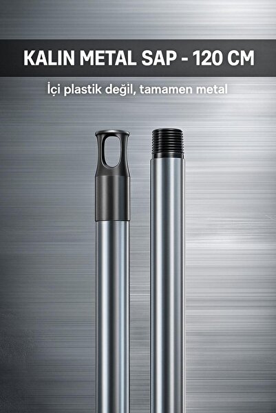 VENON ☀️ 3 ADET GRİ KALIN SAP 120 CM Metal Sap Temizlik Sopası Temizlik Fırça Sopası Çekpas Sopası