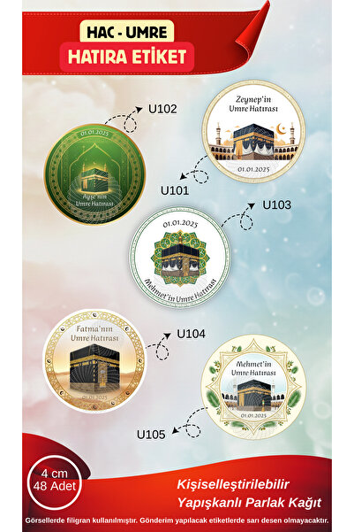 Craftino Kişiye Özel Hac- Umre Yuvarlak Hatıra Etiketi