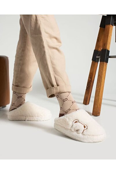 Newon Unisex Ev Terliği Yünlü Terlik Rahat Kapalı Kaymaz Yüksek Taban Panduf